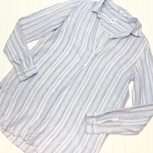 Gap linen blue and pink striped coastal gran tunic EUC Sm